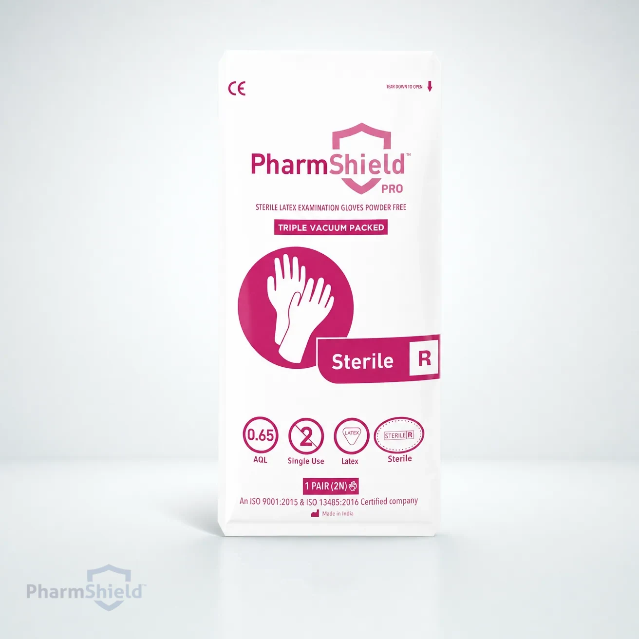 PharmShield Pro Latex — Triple Vacuum Packed Sterile — Pack shot