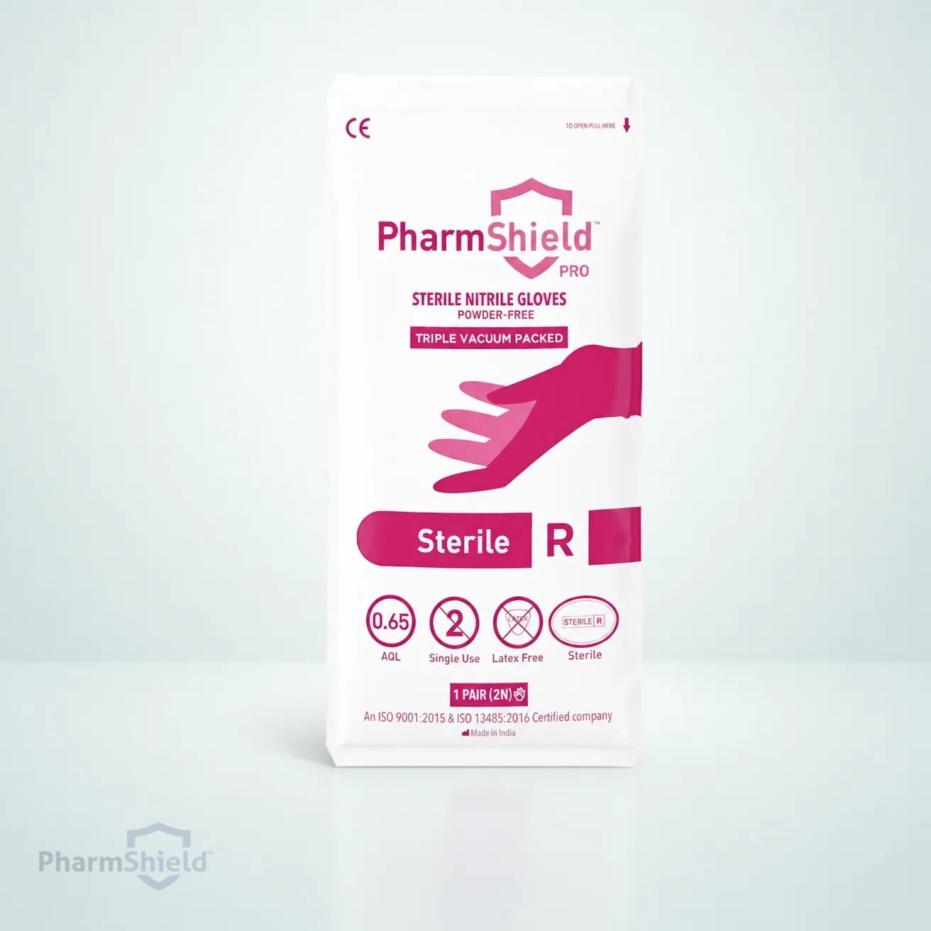 PharmShield Pro Nitrile — Triple Vacuum Packed Sterile — Pack shot